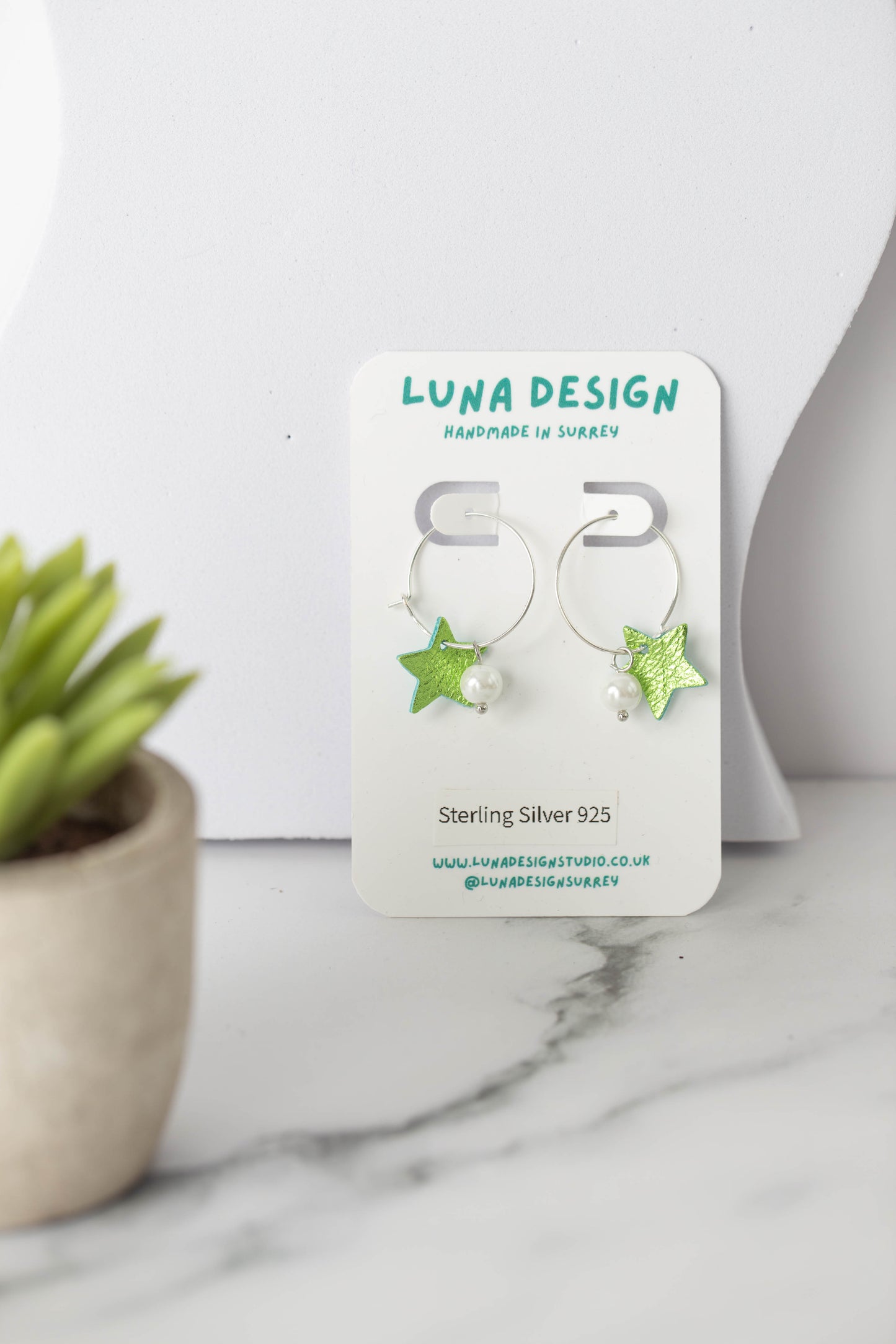 Celestial Charm Hoops - Sterling Silver - Lime Pie