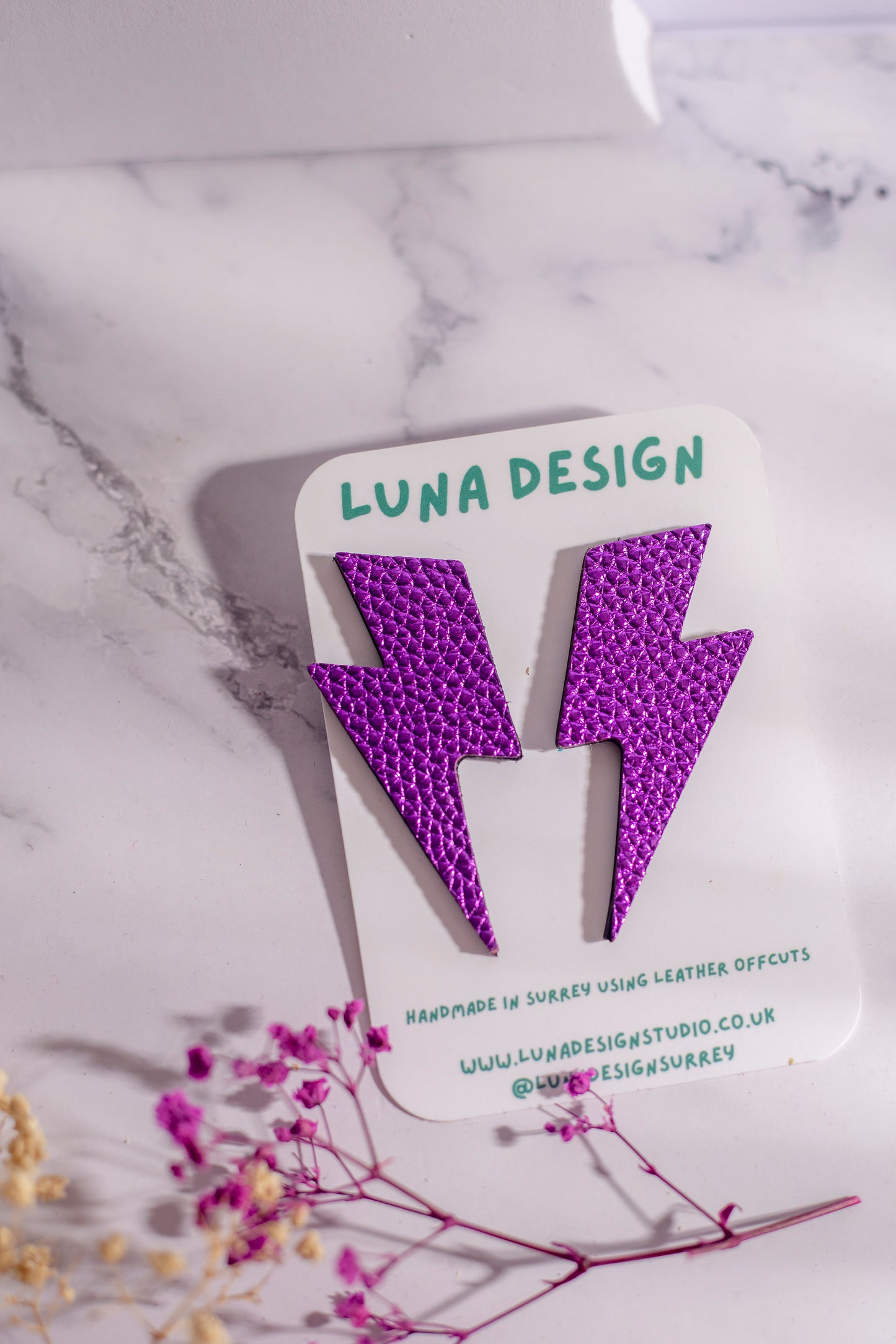 XL Lightning Bolt Studs Metallic Purple