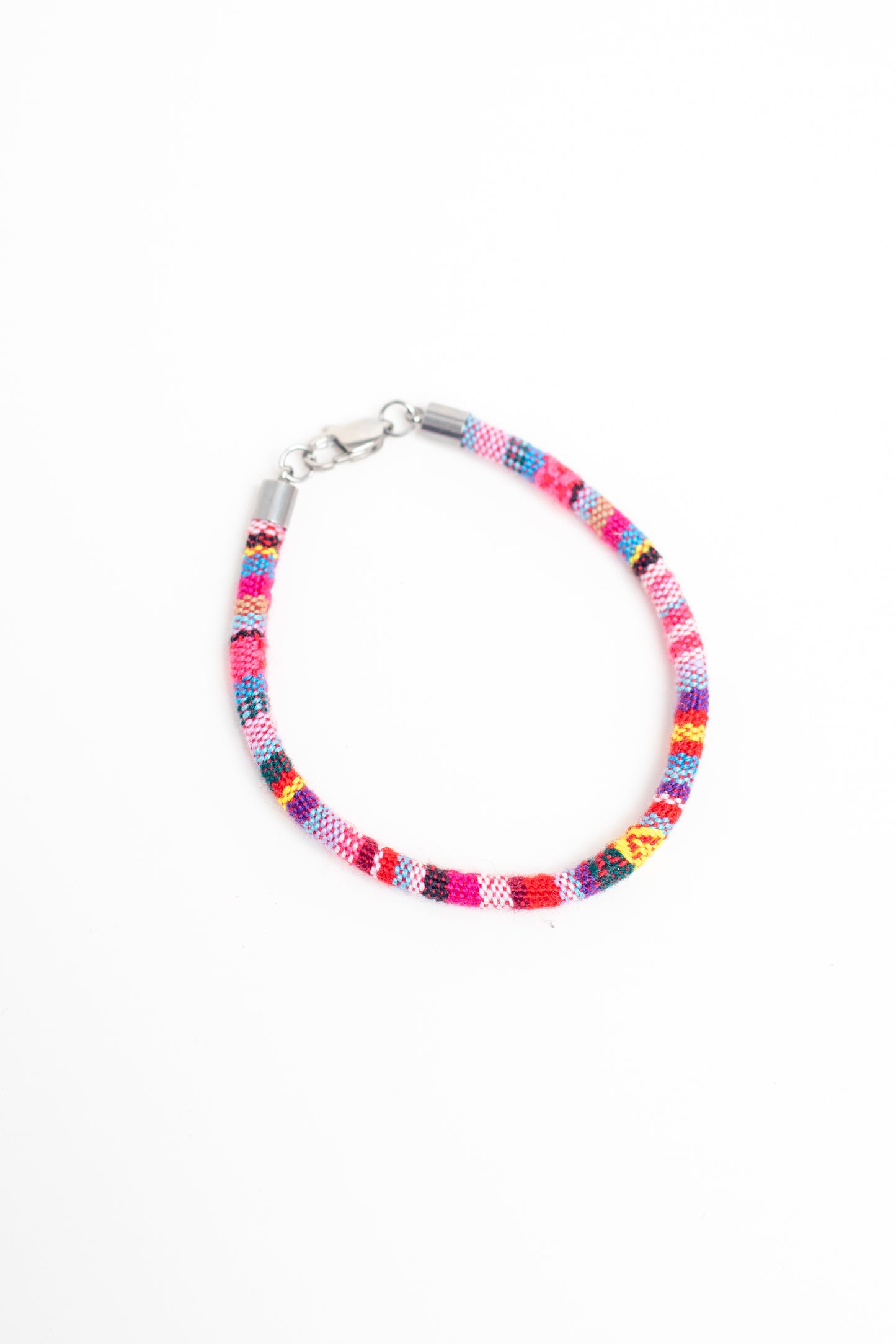 Woven Fabric Cord Bracelet Pinky Red