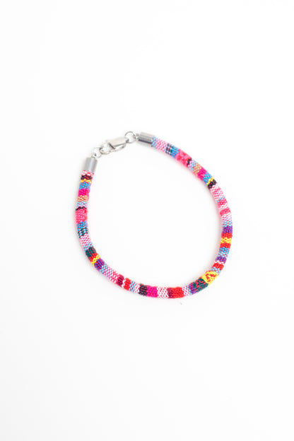 Woven Fabric Cord Bracelet Pinky Red