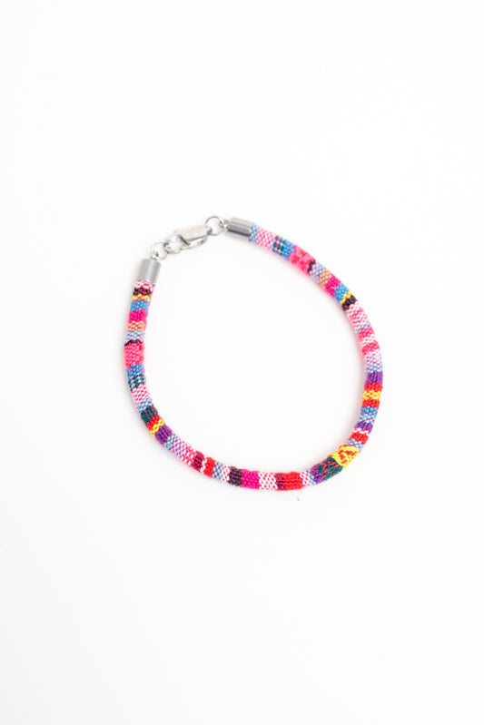 Woven Fabric Cord Bracelet Pinky Red