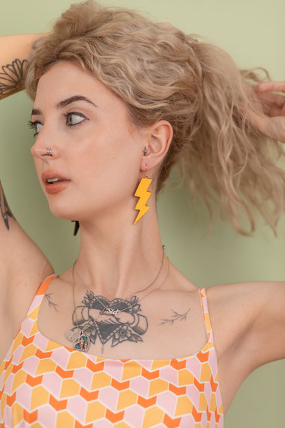 Large Leather Lighting Bolts Yellow