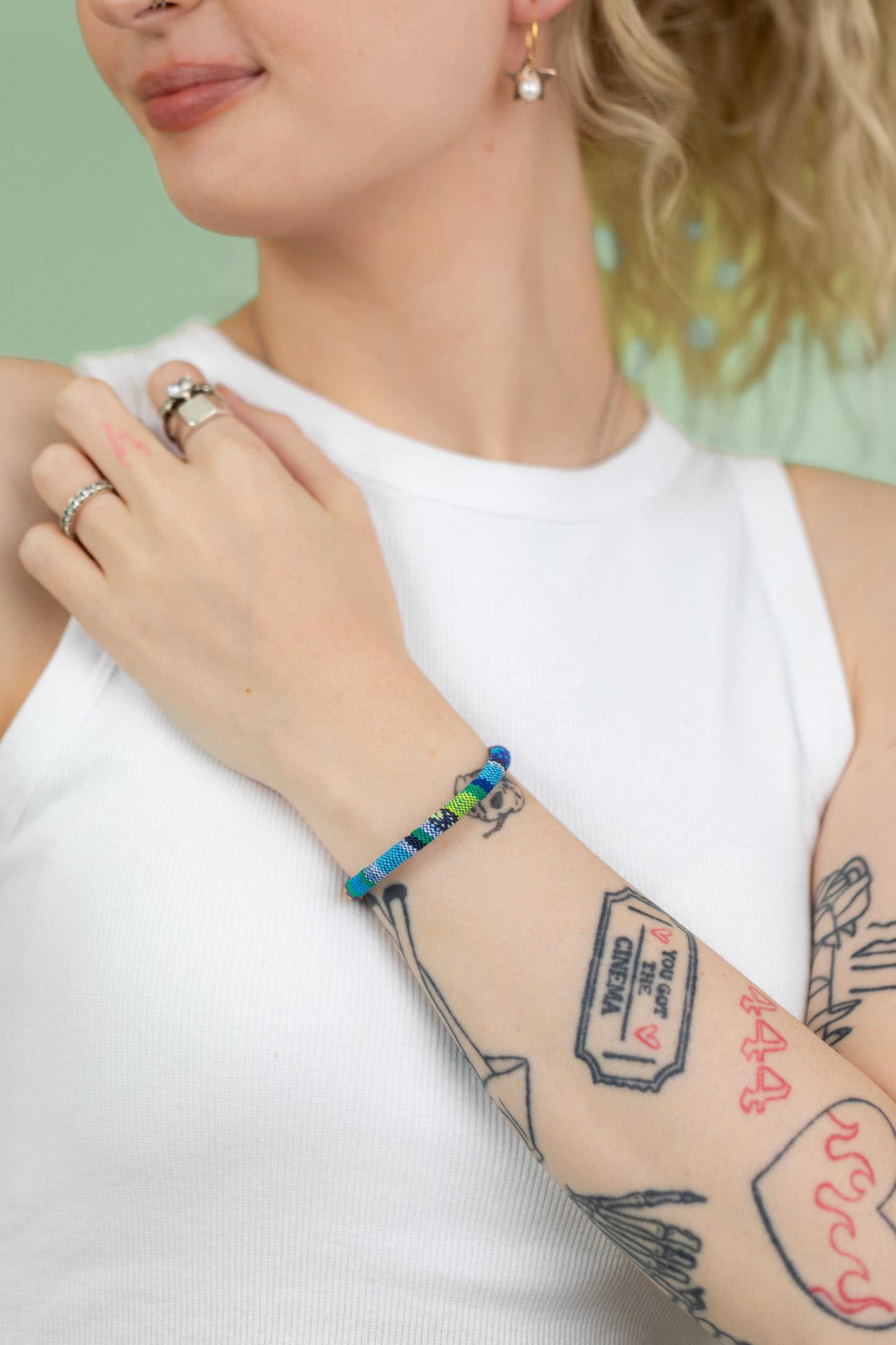 Woven Fabric Cord Bracelet Blue