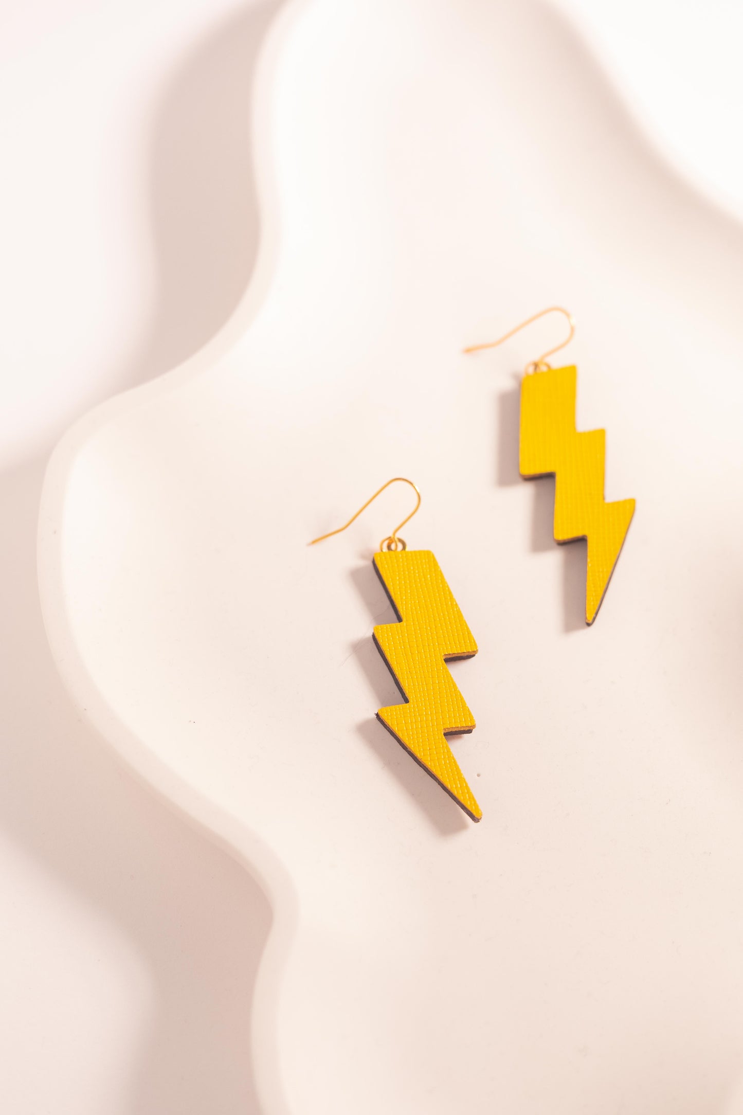 Large Leather Lighting Bolts Yellow