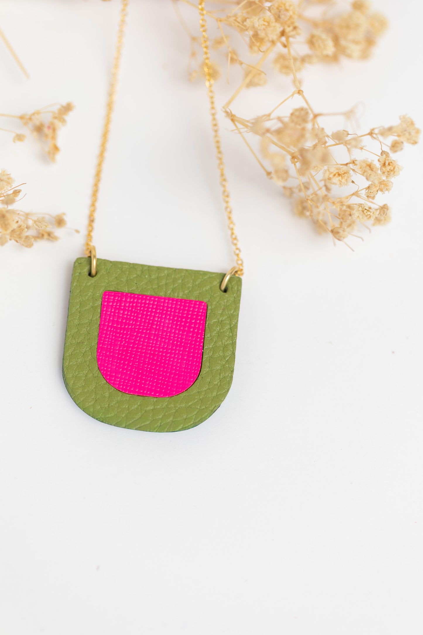 Curve Necklace Neon Green and Pink