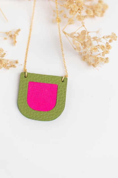 Curve Necklace Neon Green and Pink