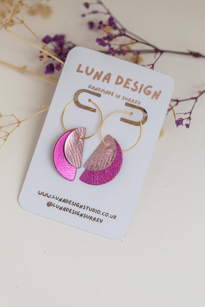 Half Moon Hoops - Gold Plated - Pink and Rose