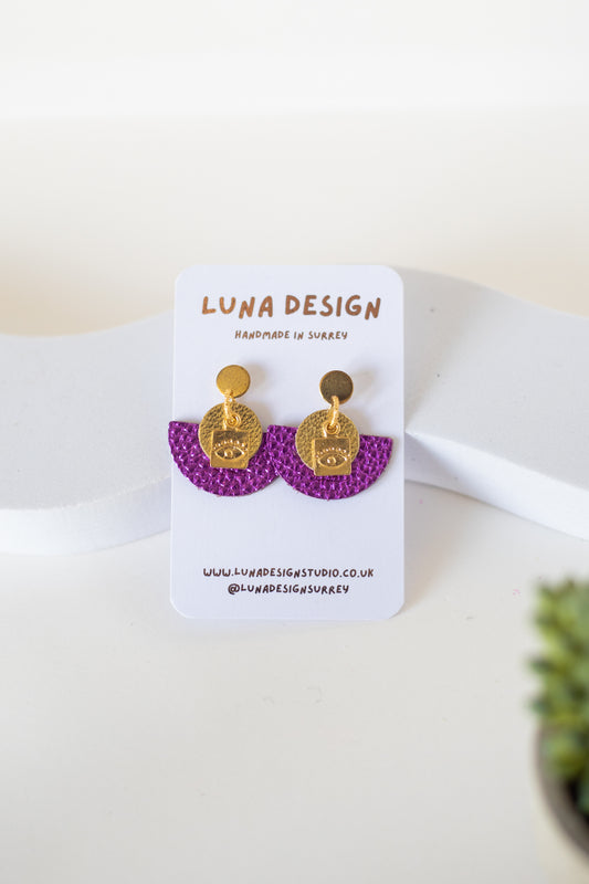 Evil Eye Earrings - Purple Azure