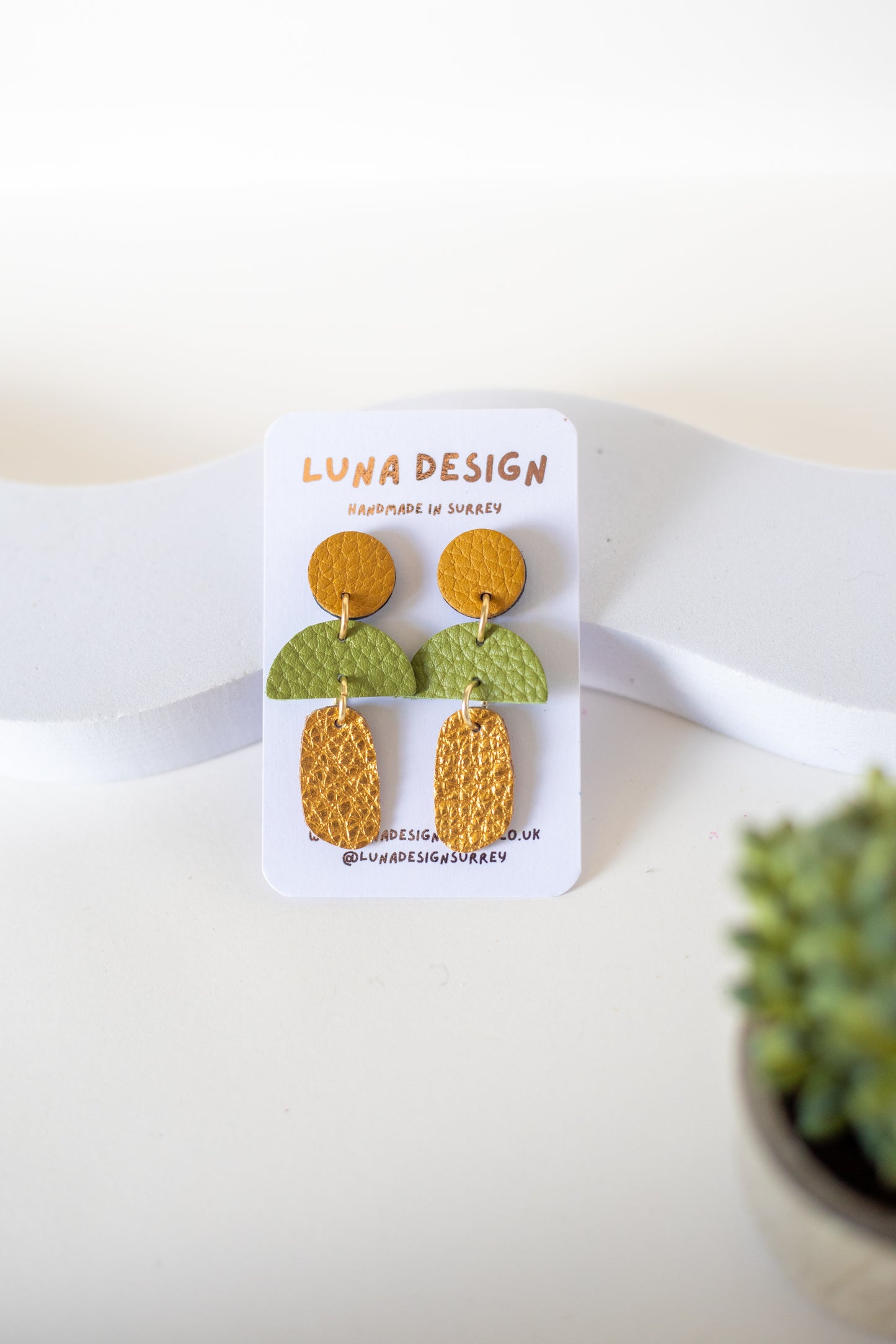 Half Moon Dangle - Golden Olive