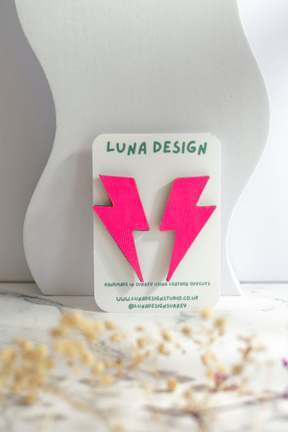 XL Lightning Bolt Studs Neon Pink