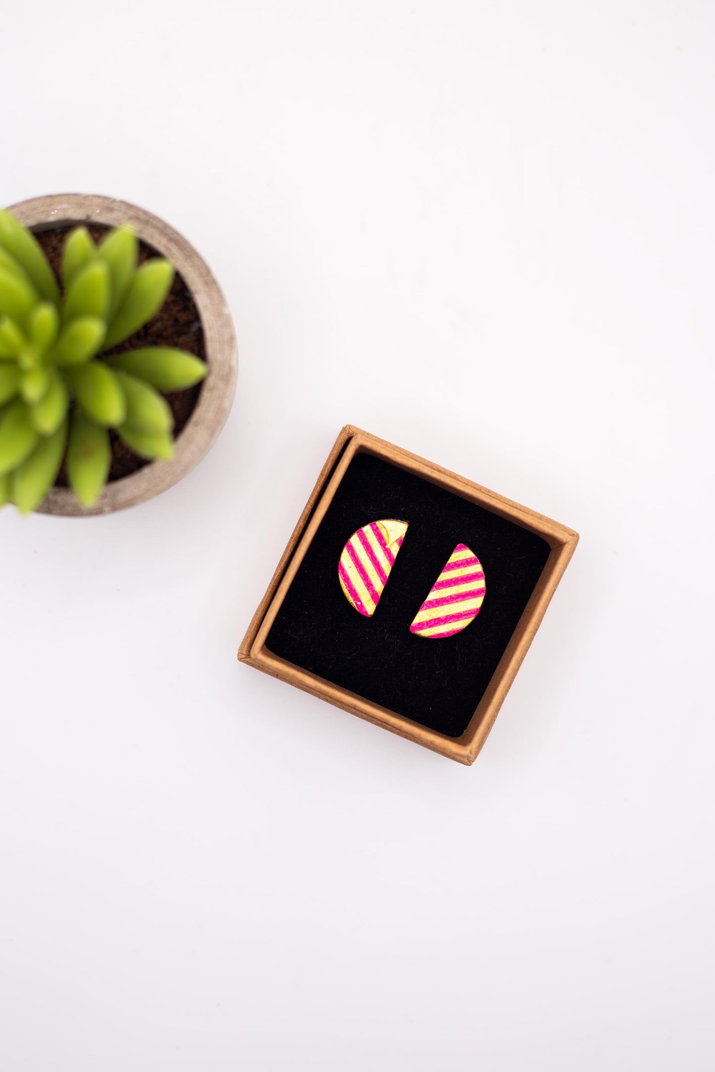 Half Moon Stud Earrings | Candy Stripe