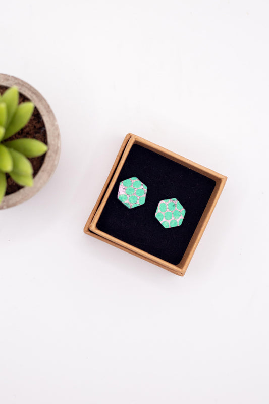 Hexagon Stud Earrings | Bubble Mint