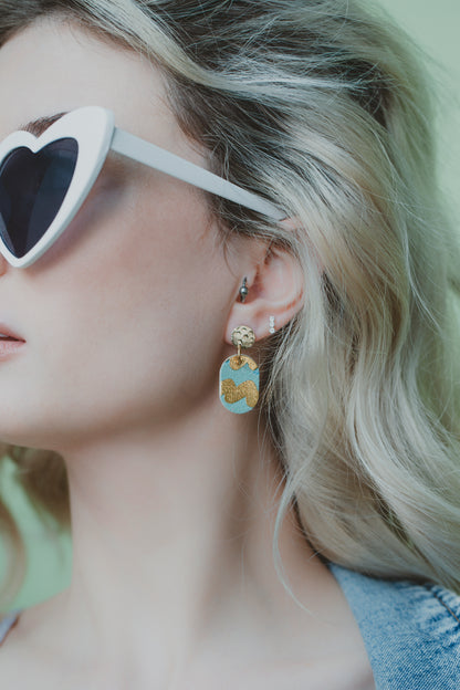 Gold Drop Studs - Aurora Swirl