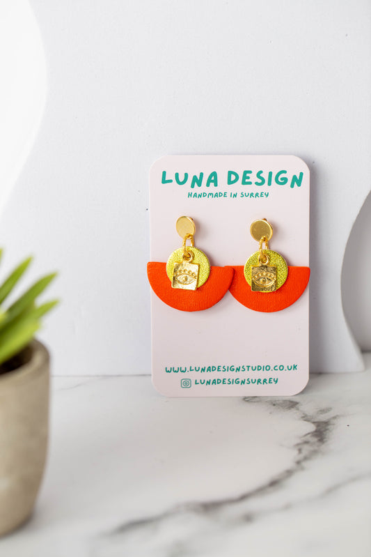 Evil Eye Earrings - Orange