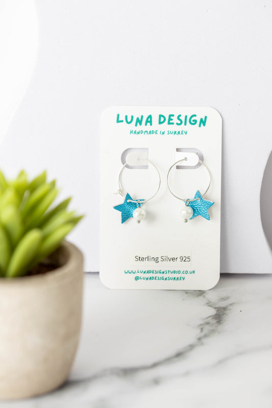 Celestial Charm Hoops - Sterling Silver - Azure Dreams