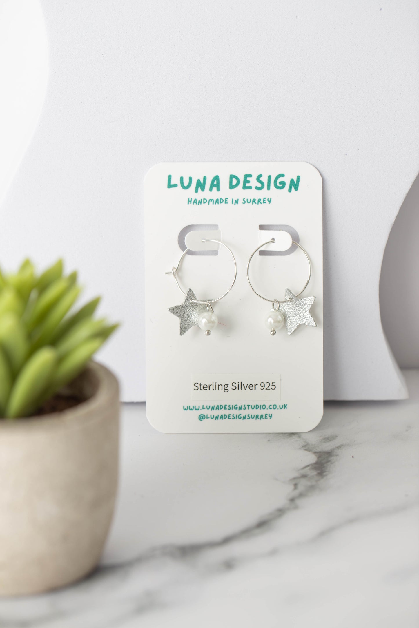 Celestial Charm Hoops - Sterling Silver - Luna Mist