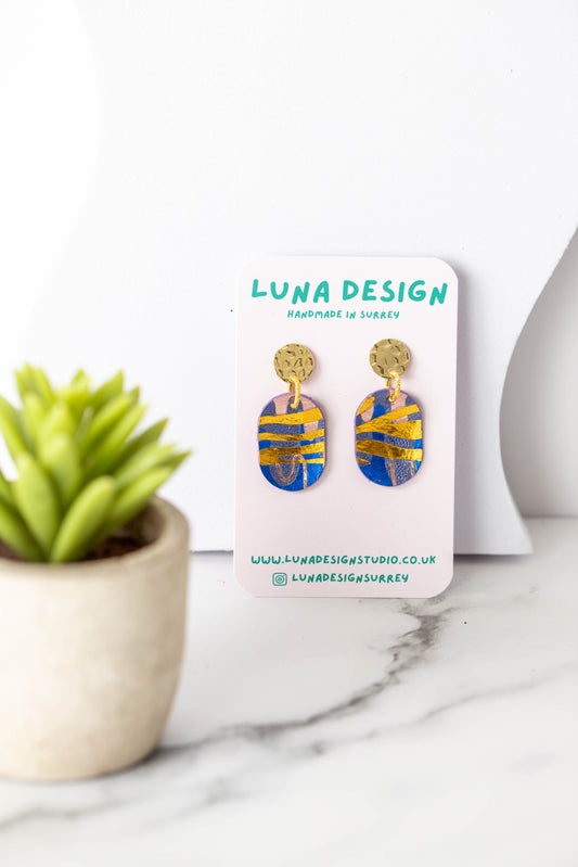 Gold Drop Studs - Sapphire Horizon