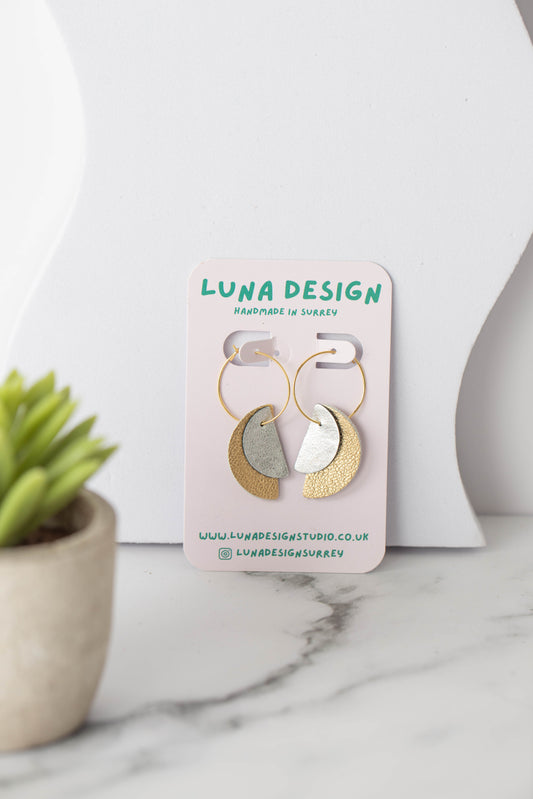 Half Moon Hoops - Sterling Silver - Gold and Silver