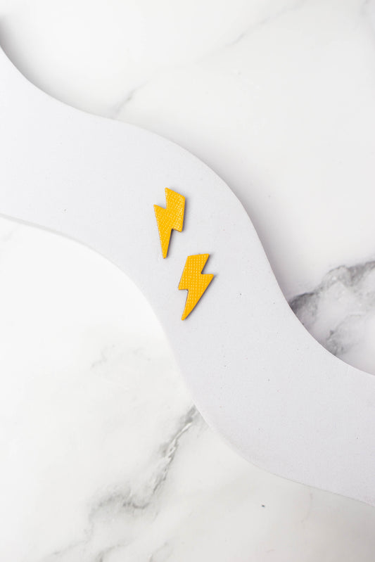Small Lightning Bolt Studs | Yellow