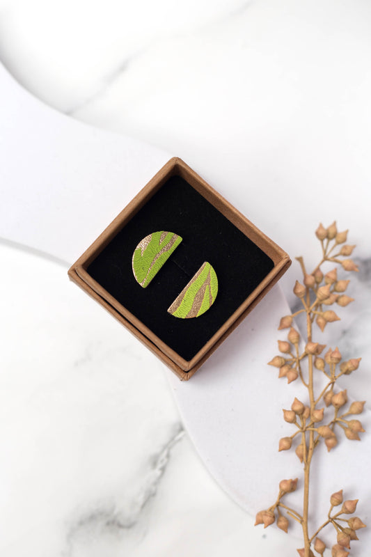 Half Moon Stud Earrings | Lime Zebra