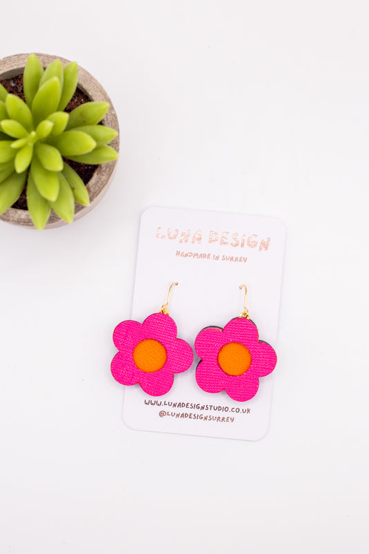 Flower Power Earrings - Neon Pink