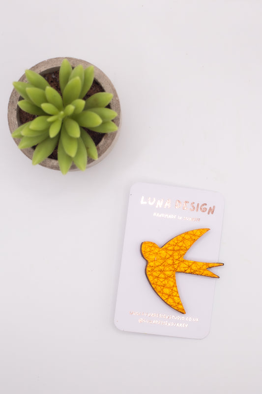 Swallow Brooch - Antique Gold
