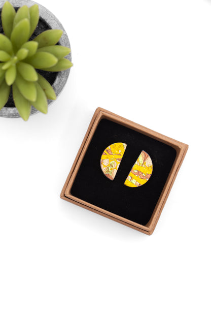 Half Moon Stud Earrings | Golden Mosaic