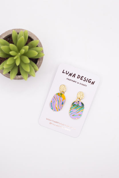 Gold Drop Studs - Electric Pastel