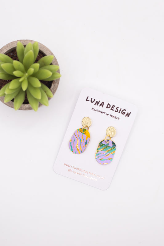 Gold Drop Studs - Electric Pastel