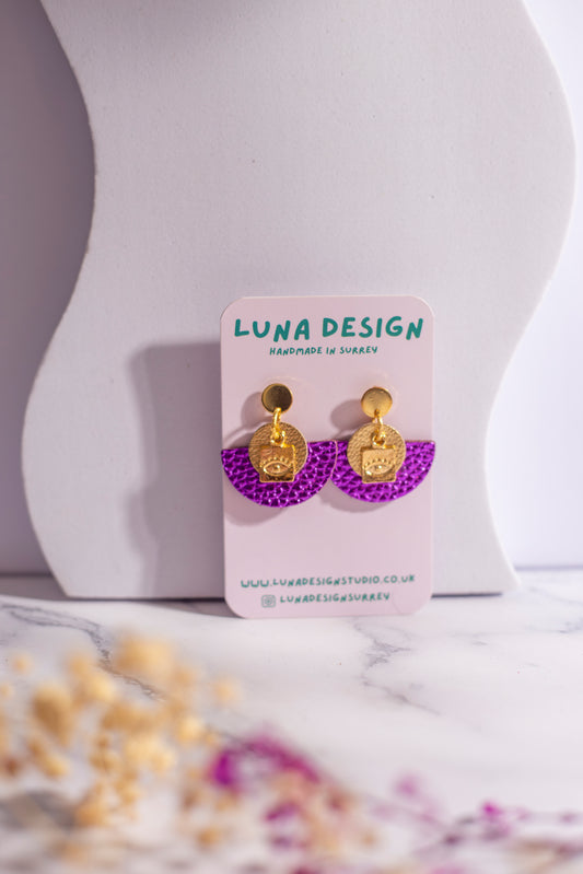 Evil Eye Earrings - Purple