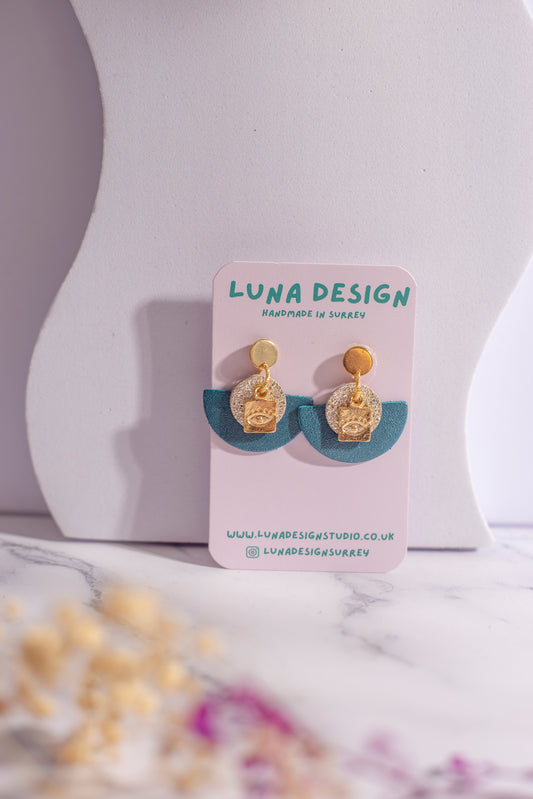 Evil Eye Earrings - Teal