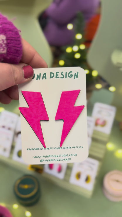 XL Lightning Bolt Studs Neon Pink